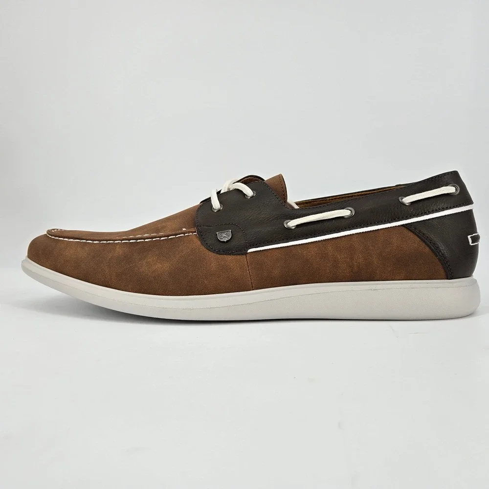 Stacy Adams Reid Moc Toe Lace Up Boat Shoes Brown Two Tone RedZone Men 14M NWOT